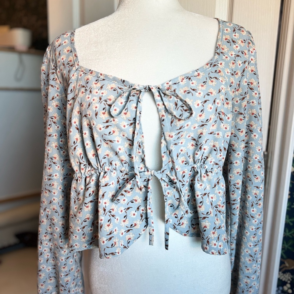 Altar'd State Blue Floral Blouse